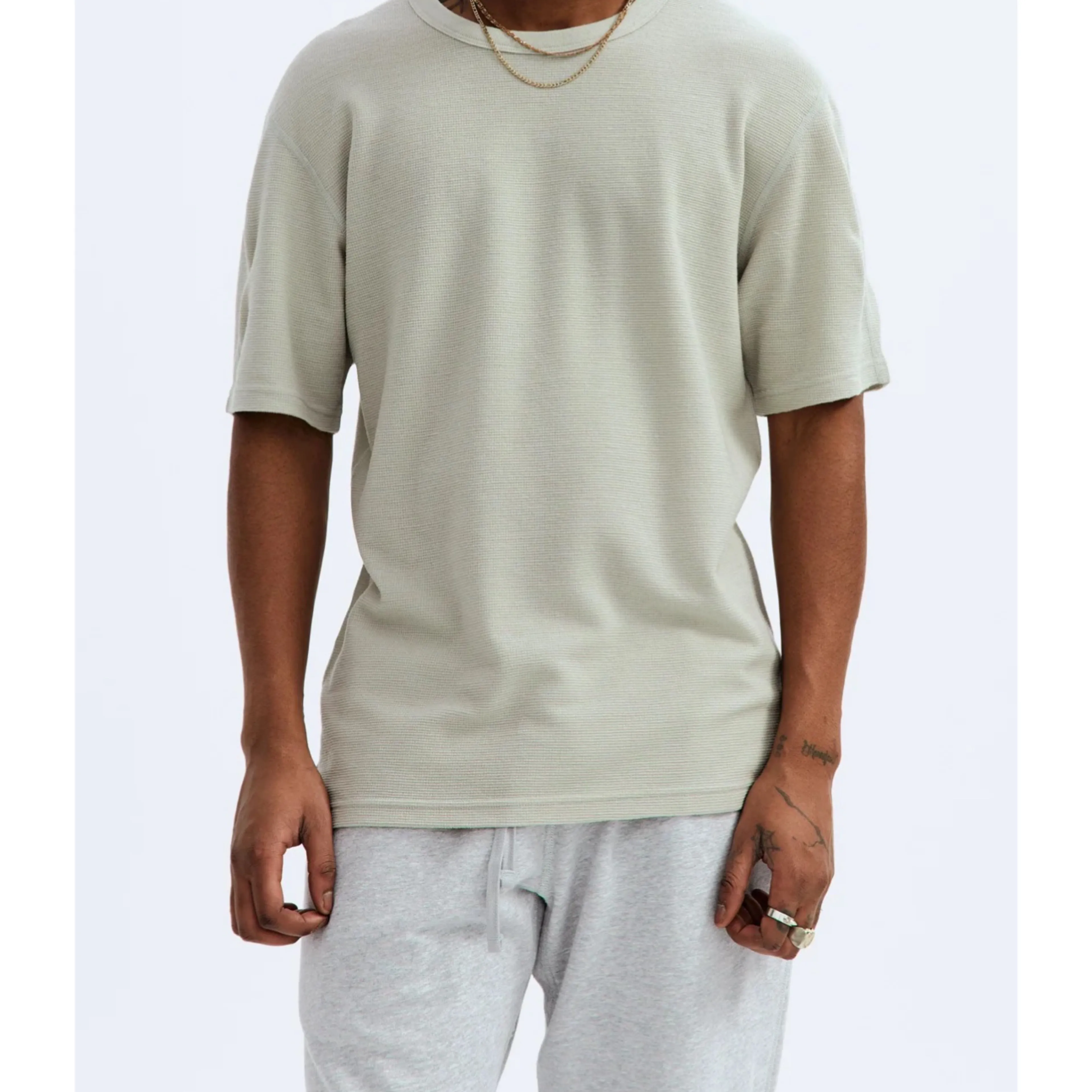 REIGNING CHAMP  |Crew Neck Wool Street Style Plain Short Sleeves Logo