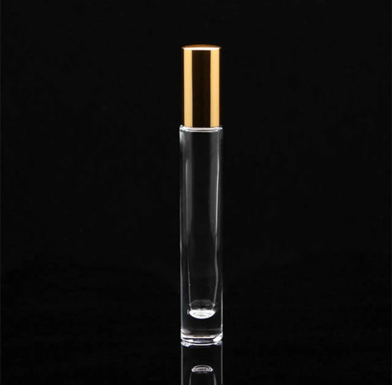 Roller bottle round tall thick with gold lid 10ml