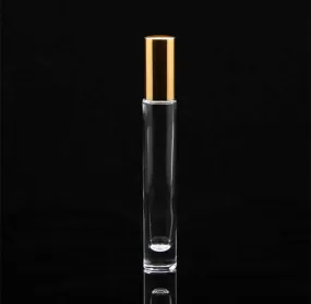 Roller bottle round tall thick with gold lid 10ml