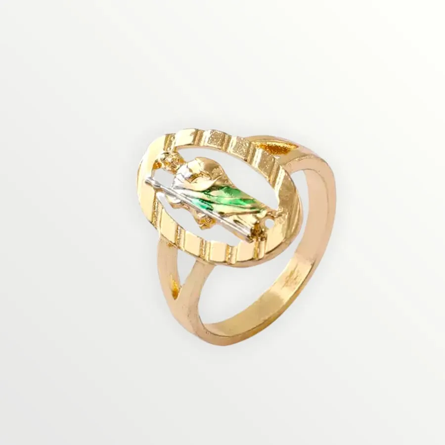 San judas green vest ring 18k of gold plated