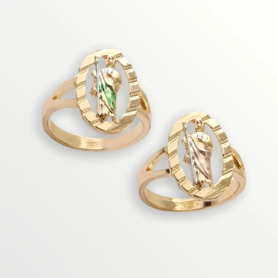 San judas green vest ring 18k of gold plated