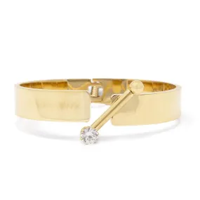 Stainless Steel Hinged Bracelet with Crystal Bar Gold Plated