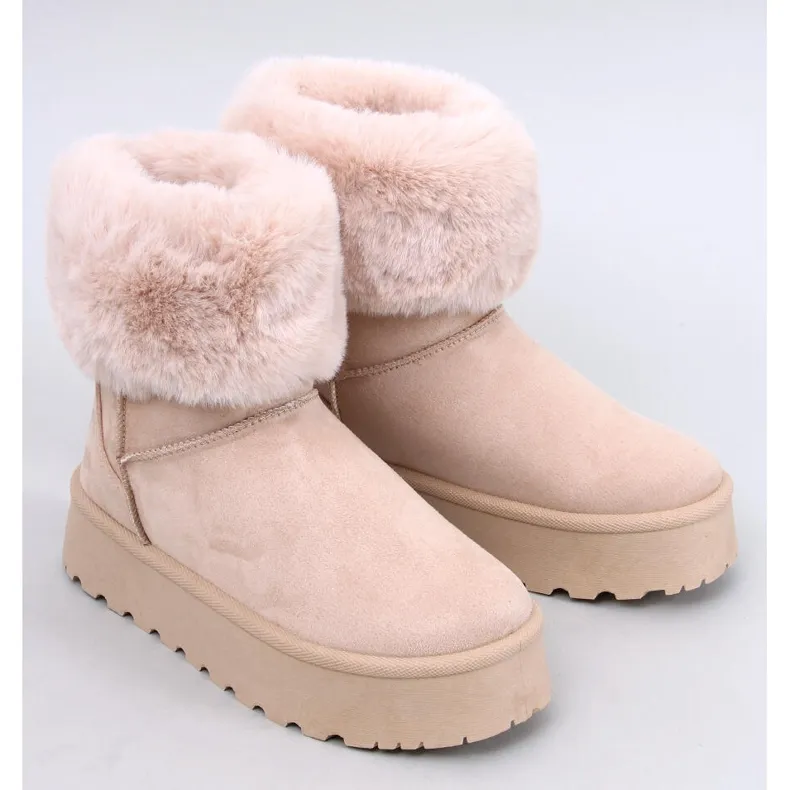 Tayna Beige platform snow boots with fur