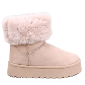 Tayna Beige platform snow boots with fur