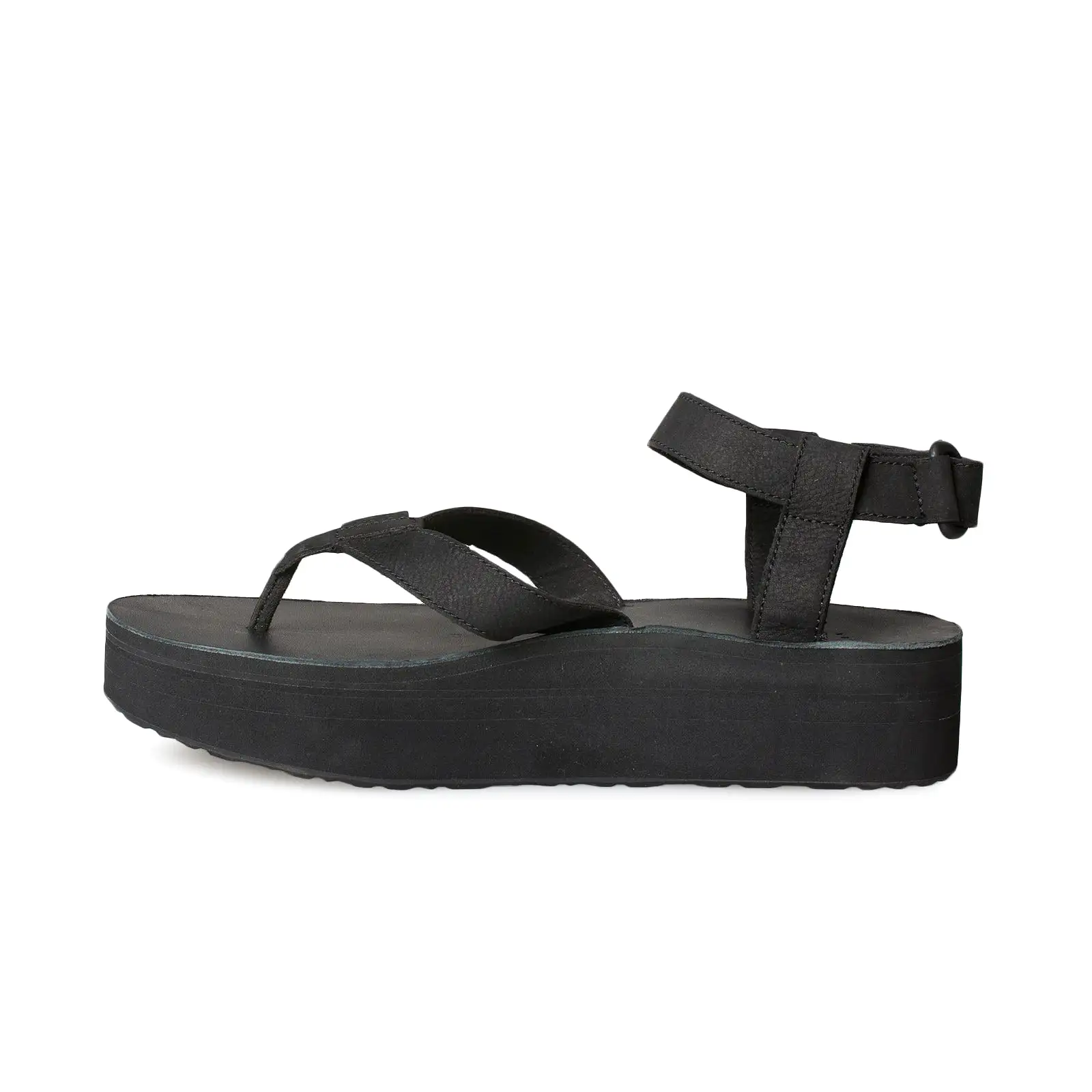 Teva Flatform Leather Black Sandal - Women's