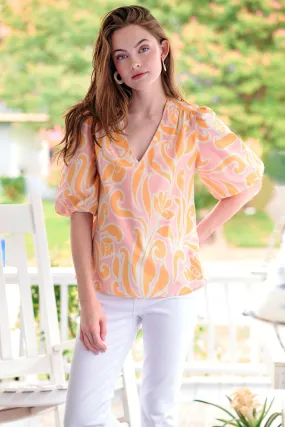 Tish Top Pink/Orange Sunshine Scroll