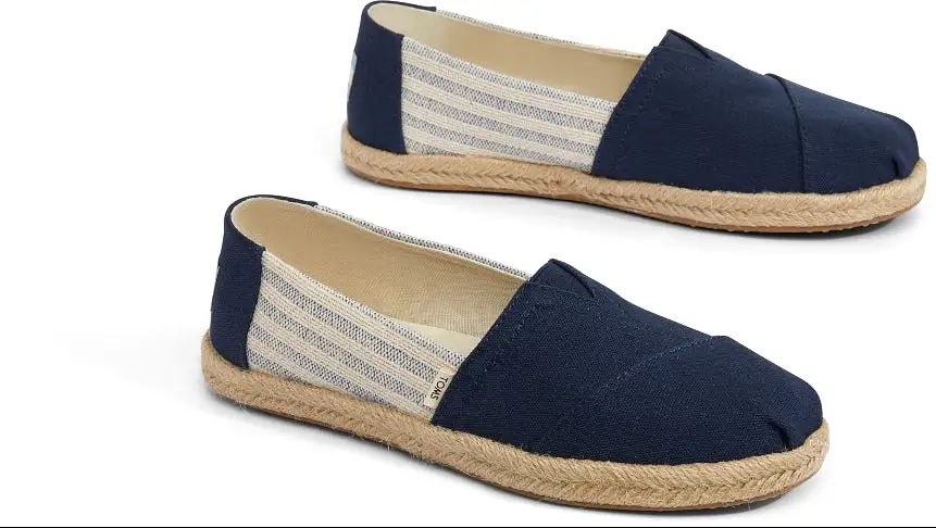 TOMS  Ladies Navy  Stripe Canvas Slip on