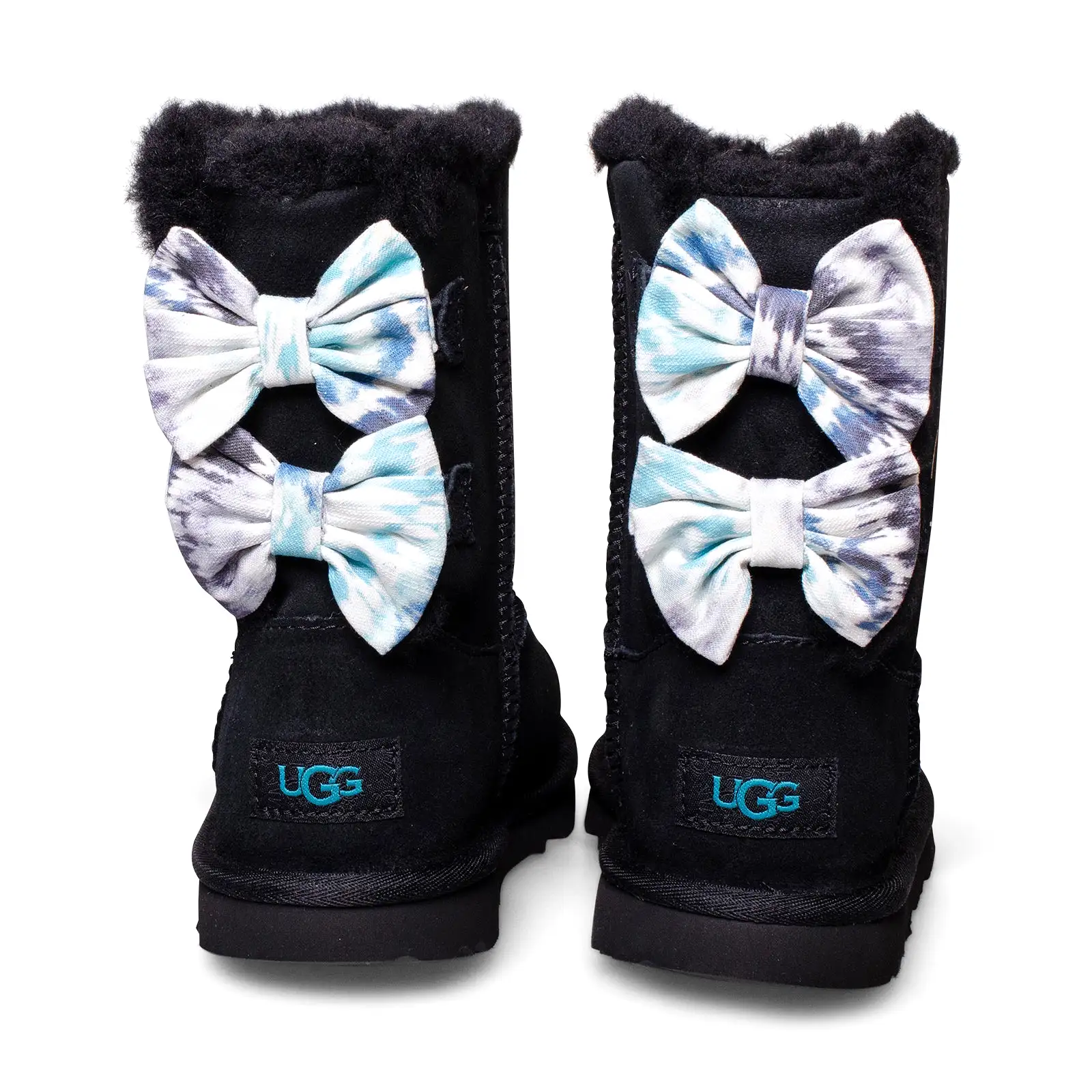 UGG Bailey Bow II Tie Dye Black Boots - Youth