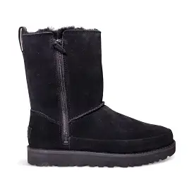 UGG Classic Zip Short Suede Black Boots - Women's