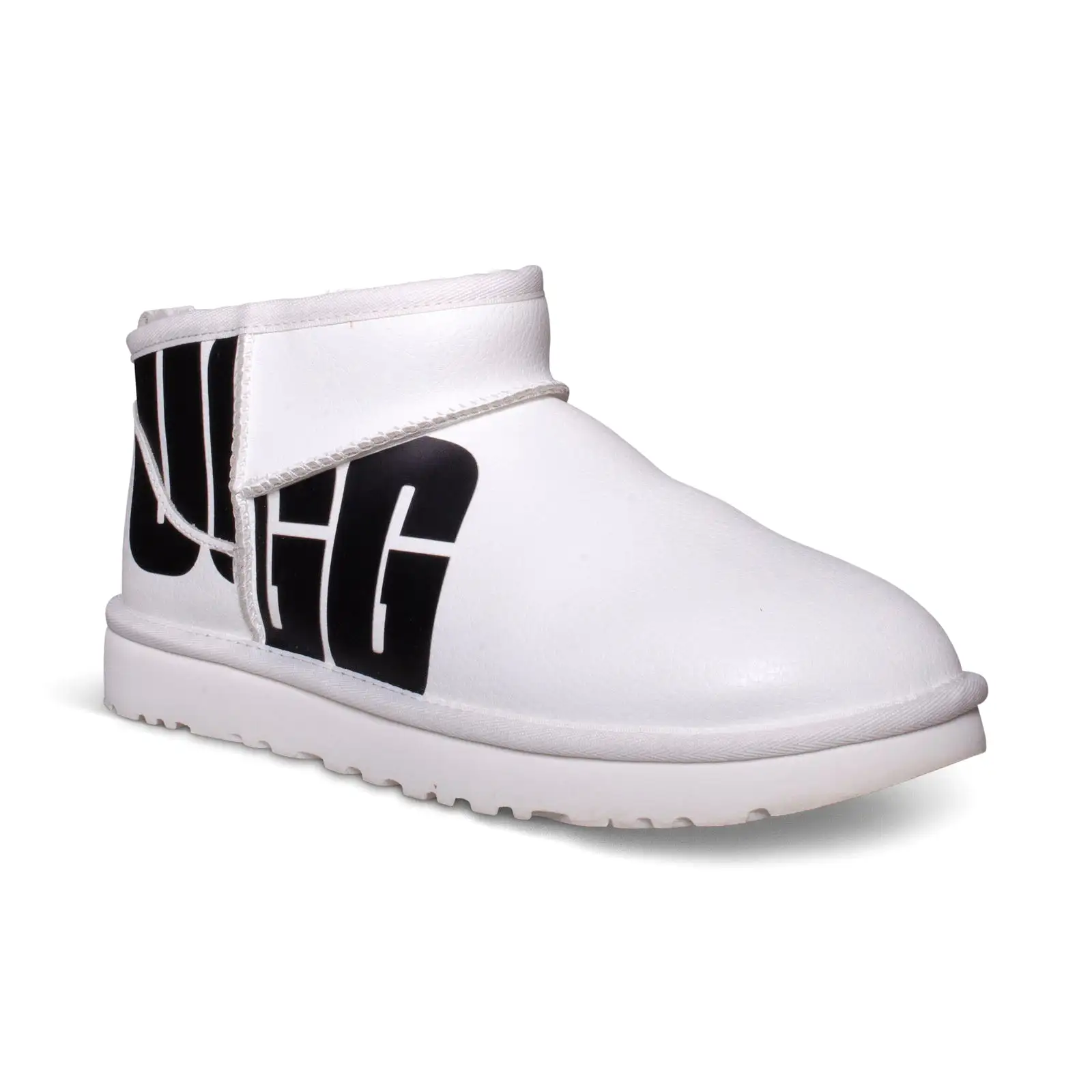 UGG Ultra Mini Leather Pebble White Boots - Women's