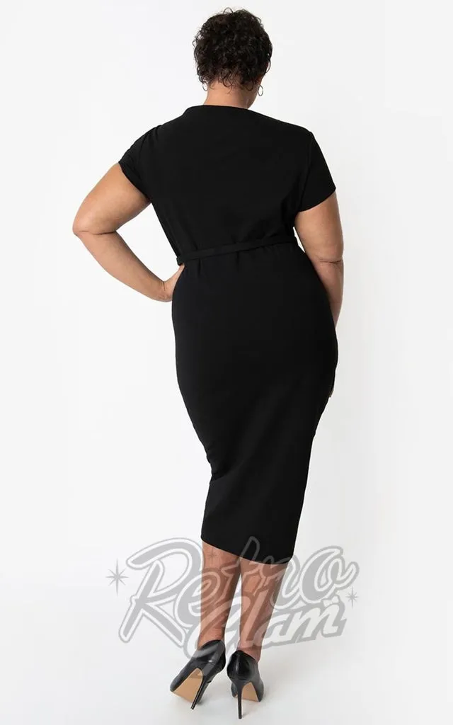 Unique Vintage Diane Wiggle Dress in Black - S  left only