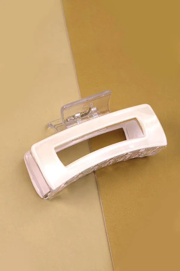 Wall To Wall Accessories - RECTANGLE MARBLE HAIR CLAW HAIR CLIP | 40H651: Almond