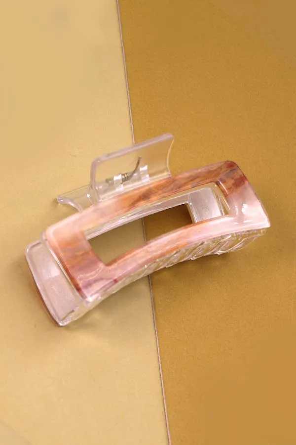 Wall To Wall Accessories - RECTANGLE MARBLE HAIR CLAW HAIR CLIP | 40H651: Almond