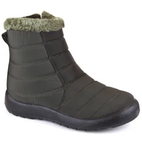 Women's flat, insulated snow boots, green Potocki SU33069