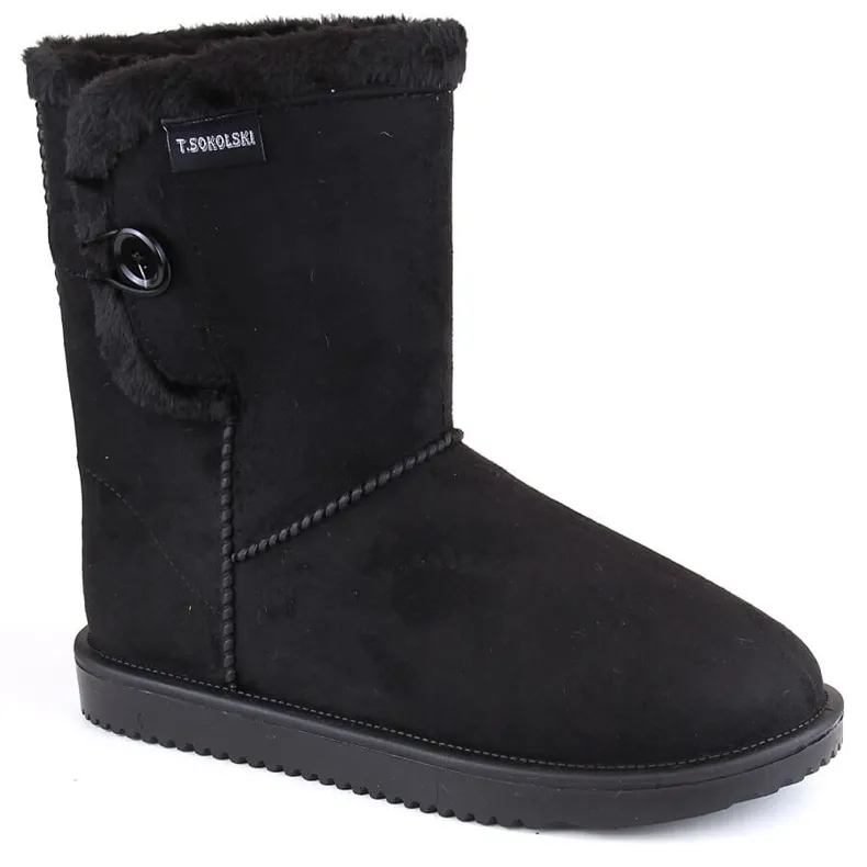 Women's suede Eskimo snow boots, black, T.Sokolski EMU2244