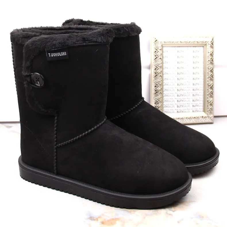 Women's suede Eskimo snow boots, black, T.Sokolski EMU2244