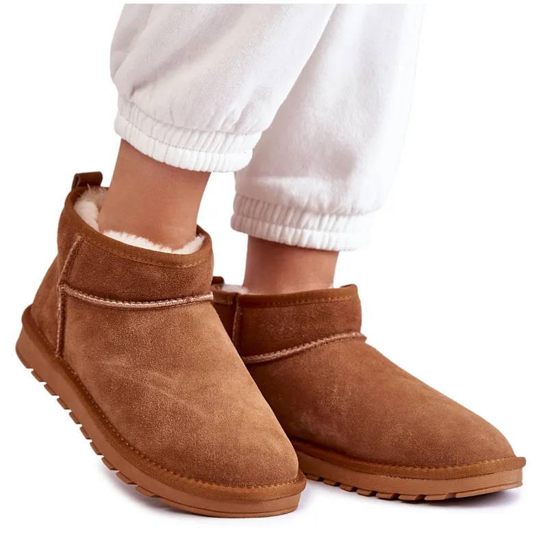 Women's Suede Low Snow Boots Camel Shelie brown