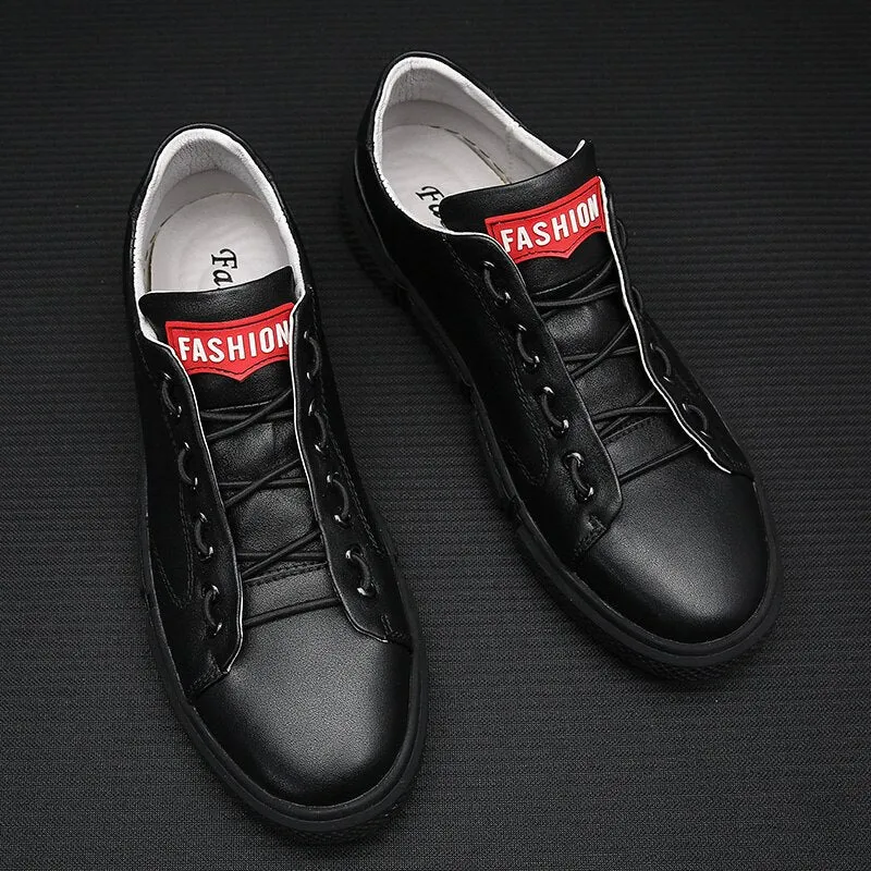 Xituodai  Men shoes New Men's lace up leather white shoes men's fashion wear-resistant shoes Wild Non-slip breathable Board Shoe