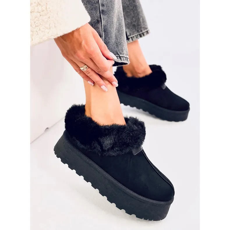 Yogi Black Fur Short Snow Boots