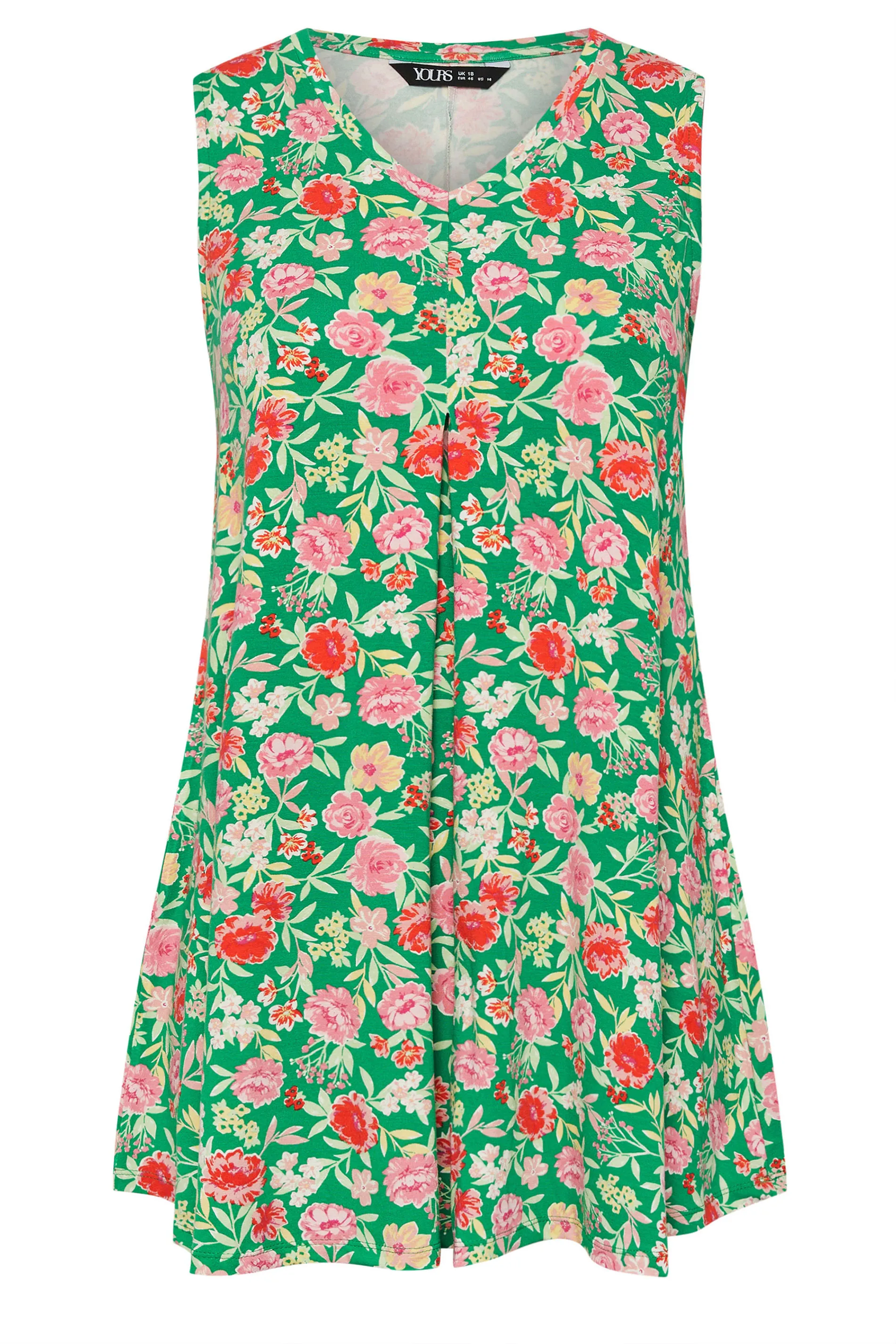 YOURS Curve Green Floral Print Swing Vest Top