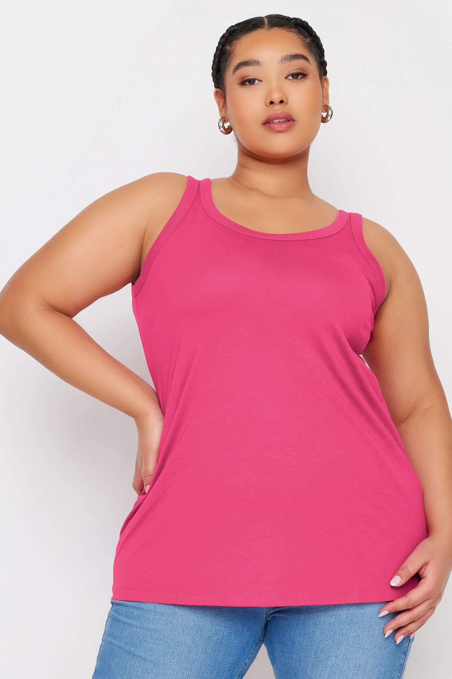 YOURS Curve Pink Cotton Blend Vest Top